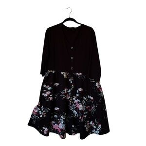 Bedoar Black Country Cottagecore‎ Floral Button Front Dress Plus Size 20